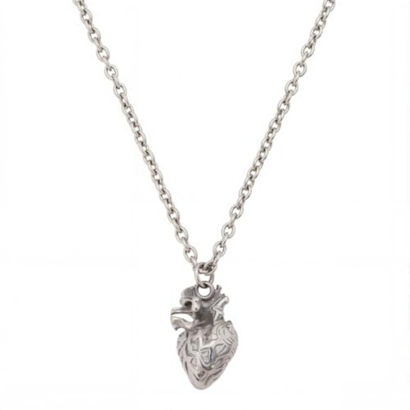 Stainless Steel Anatomical Heart Pendant Steampunk Style Medical Necklace - Picture 2 of 7